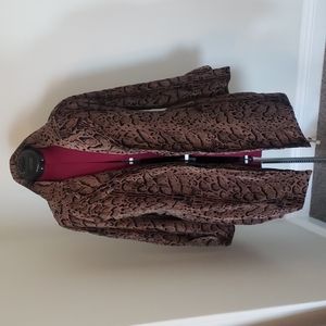 Womens Leopard Print Wrap Pleated Coat